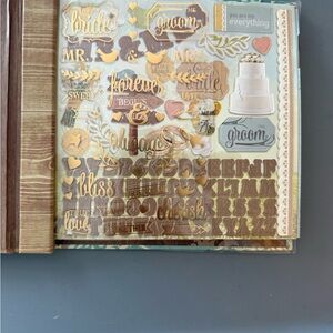 Wedding Scrapbook with Gold and Brown Accents